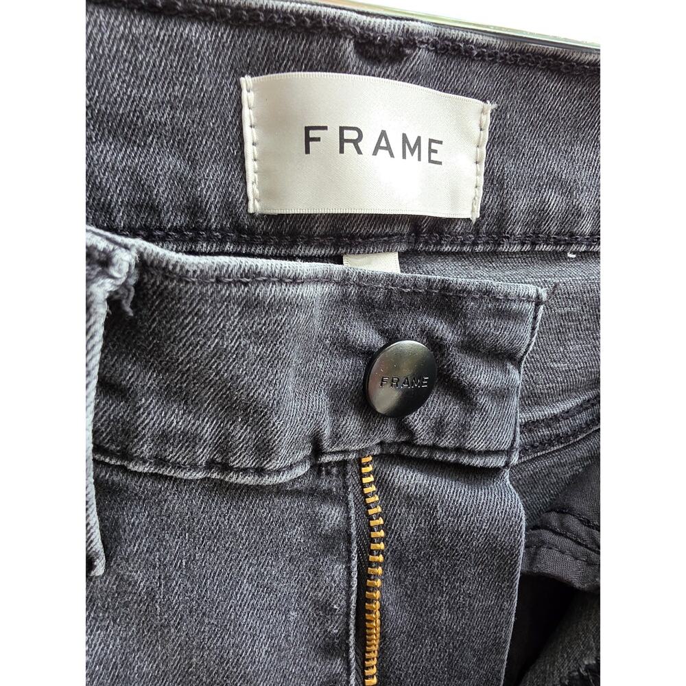 ​FRAME Le Slim Palazzo High-Rise Wide-Leg Jeans in FAME / Faded Black - Size 24 - Picture 4 of 10